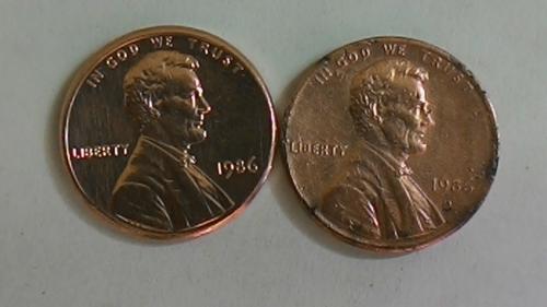 1 цент 1986 года.Разные монетные дворы.