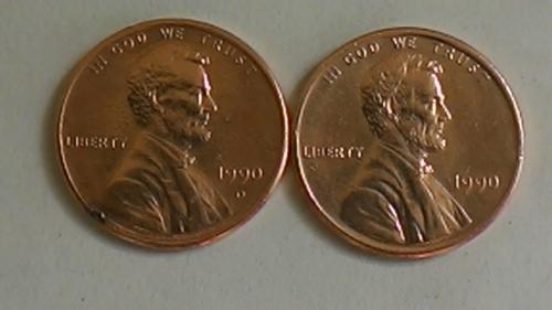 1 цент 1990 года. Разные монетные дворы.