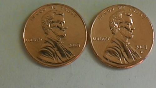 1 цент 2007 года. Разные монетные дворы.