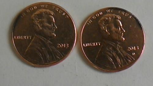 1 цент 2013 года.Разные монетные дворы.