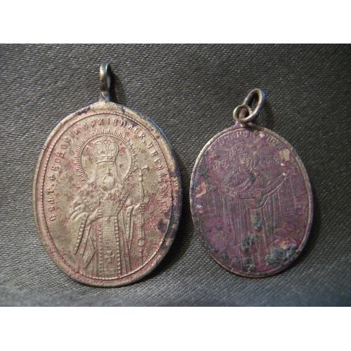 2С19 Церковный жетон, медаль, образок, Феодосий Черниговский и Богородица