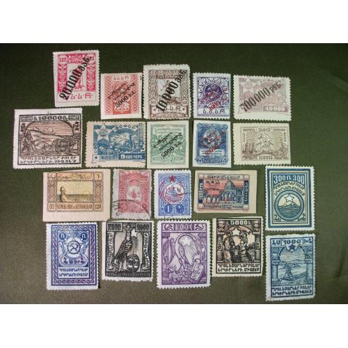 4А103 Подборка, марки Закавказье, Гражданская война, Азербайджан, Армения, Грузия. 20 штук