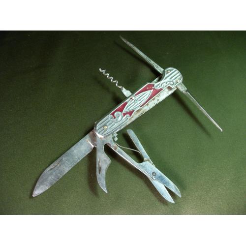 4А108 Советский раскладной нож (перочинный). Штопор, шило, открывалка. Всего 6 предметов