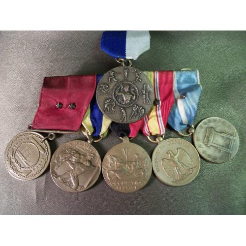 4Ф29 Колодка из пяти медалей ветерана военно морского флота мировой и Корейской войны, США