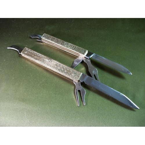 4М221 Советский раскладной, перочинный нож с латунными накладками на ручке. 2 штуки