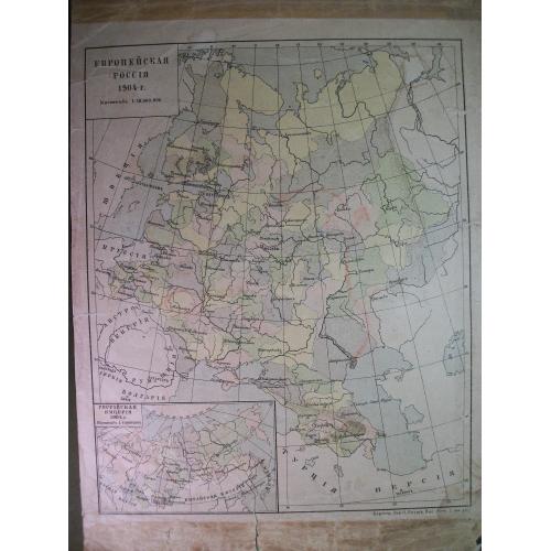 4М96 Старая карта Европейская россия 1904 год. Масштаб 1*18000000. Размер 20*28 см
