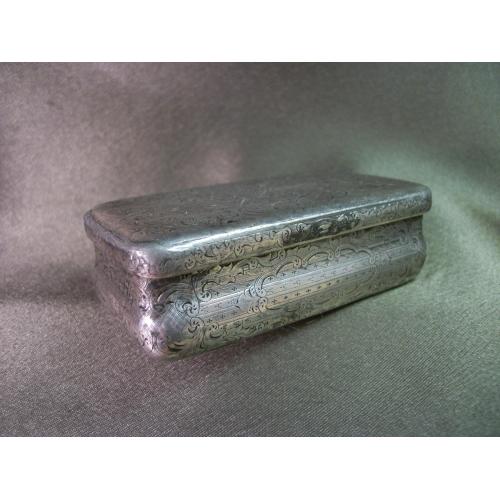 4Я12 Старая серебренная табакерка, серебро 84 пробы, 1846 год. Вес 71,5 гр