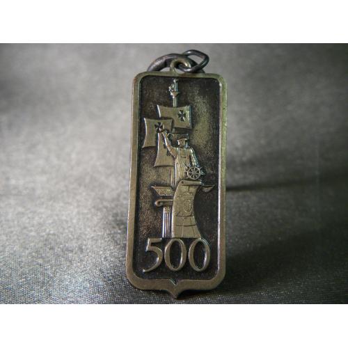 5.257 Брелок, Колумбус, 500 лет открытия Америки, памятник Колумбу. Тяжелый металл