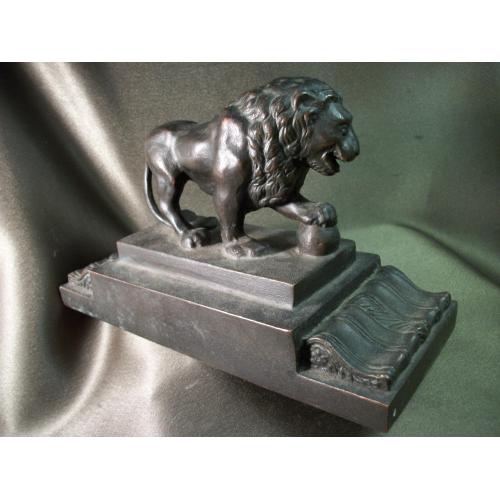 5.739 Скульптура, Лев с шаром, набережная Невы, шпиатр, СССР. Надпись 1974 год