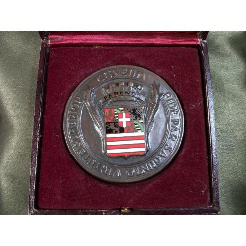 5J50 Большая медная медаль с гербом, Италия. Герб выполнен горячей эмалью