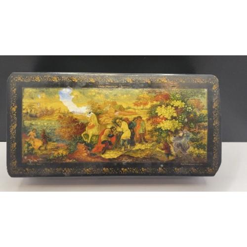 6к14 Шкатулка Мстёра, Илья Муромец, СССР 1947 год, автор Антоновский. Размер 18*8,7*4,4 см 