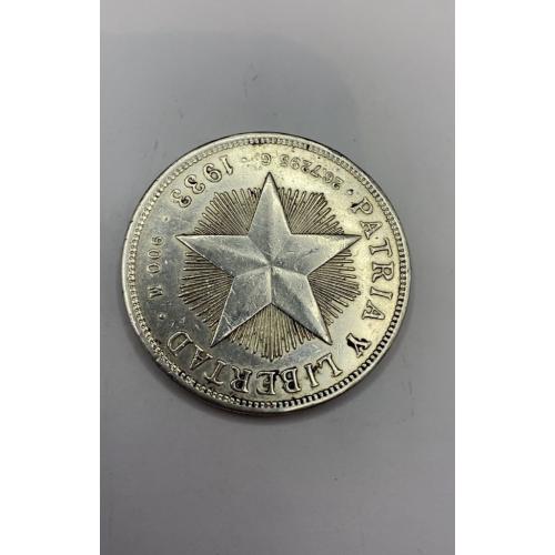 6к57 1 песо 1933. Куба. Следы времени. Вес 26,7 гр