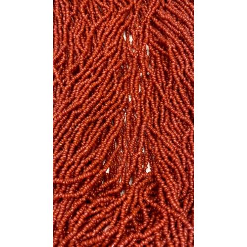 6lt12 Бусы, ожерелье с застежкой из монеты Индия 1953 год. Красная смальта. 59 ниток. Общая длина 60