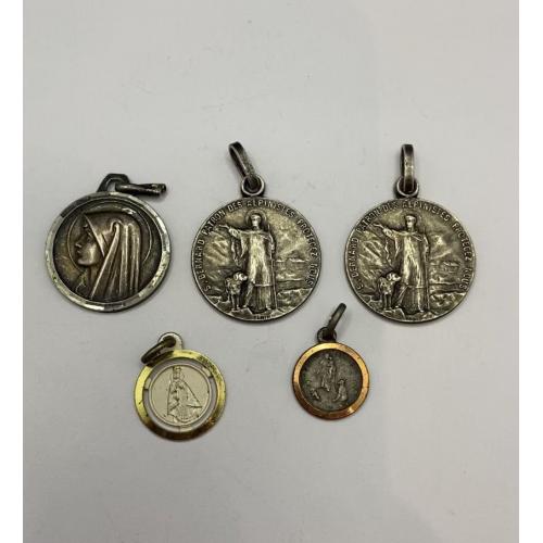 6lt121 Церковный католический кулон, подвеска медальон, подборка 5 штук