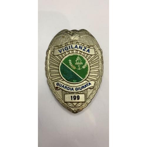 6lt124 Нагрудный жетон, знак охрана морского порта. Флот, Италия. В легком металле. Высота 8,5 см. 