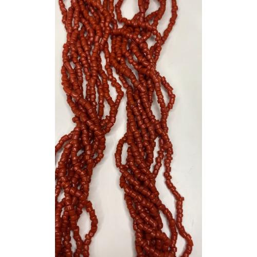 6lt13 Бусы. Похожи на коралл. 9 нитей. Полуобхват 22 см