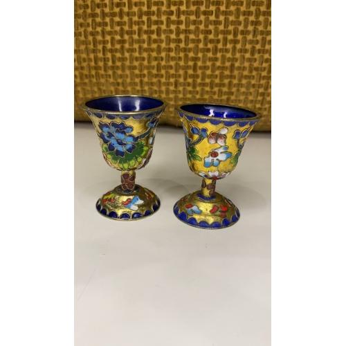 6lt24 Рюмки клуазоне. Китай, винтаж. 2 штуки. Металл, эмаль. 