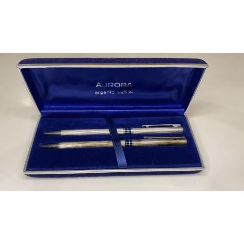 6lt32 Набор ручек в футляре Аврора. Aurora 925. Серебро 925 пробы.