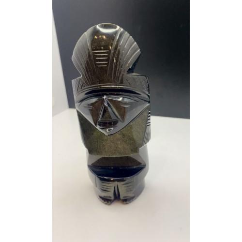 6lt67 Фигурка, статуэтка, Майя или Ацтеки. Материал обсидиан. Центральная Америка. Высота 13 см