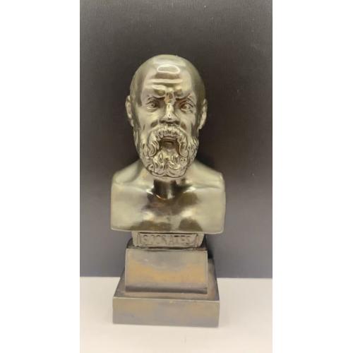 6lt71 Бюст Сократ, философ. Винтаж. Тяжелый металл. Италия. Высота 17 см