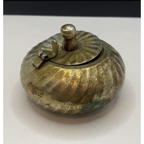 6lt89 Старая, винтажная пепельница, Европа, Италия, тяжёлый металл, посеребрение. 