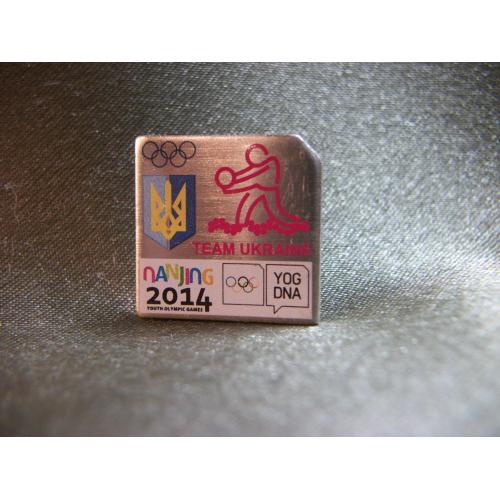 6О12 Знак. Волейбол. Спорт, олимпиада 2014 год в Нанкин. Сборная команда Украины.