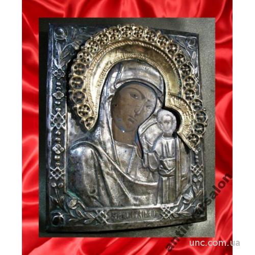73 Икона Богородица Казанская 18 19 век серебрение