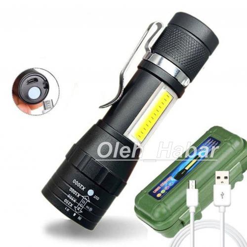 Міні-ліхтарик XPE-COB із Zoom кишеньковий USB-micro в коробочці (1506)