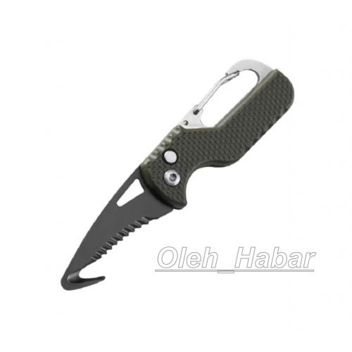 Складний ніж-стропоріз на карабіні olive-black (1609)
