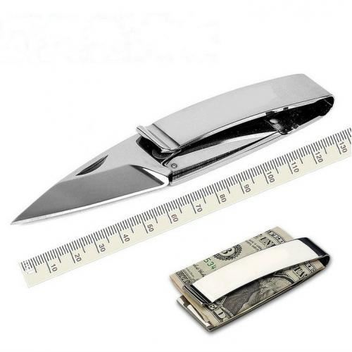 Складной нож-зажим для денег Silver (1408)