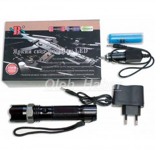 Ліхтарик ручний металевий корпус, регульований зум. Розширена комплектація, коробка (1116)