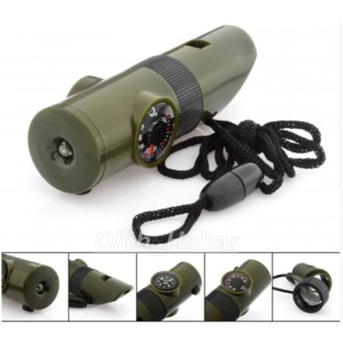 Туристичний свисток 7 в 1 (компас, термометр, ліхтарик, капсула...) (1486)