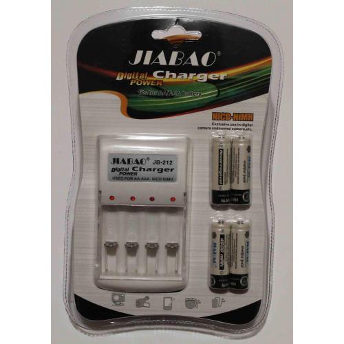 Универсальное зарядное устройство для батареек AAA AA Jiabao + 4 аккумулятора АА (1345)