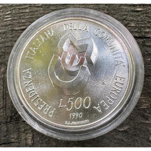 Италия 500 лир 1990 год серебро