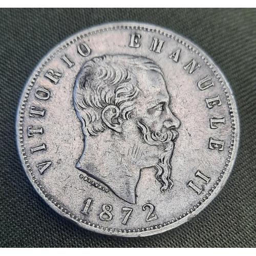 Италия пять лир Витторио Эмануэль II 1872 год серебро