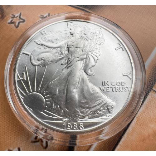 США один доллар 1988 год серебро Шагающая Свобода