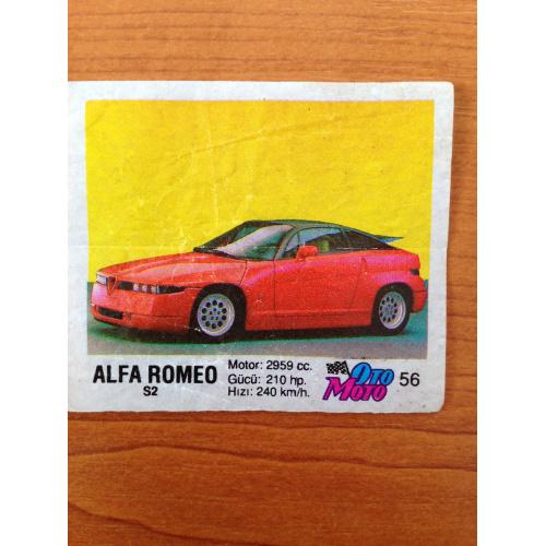 Alfa Romeo S2.  Вкладыш от жвачки OTO MOTO 56