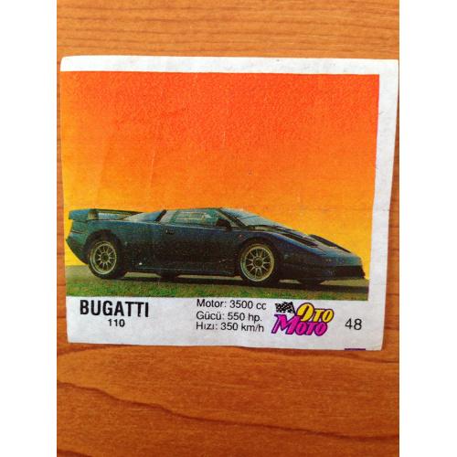 Bugatti 110. Вкладыш от жвачки OTO MOTO 48
