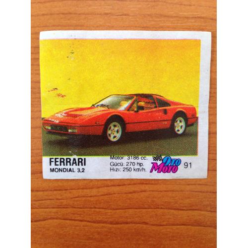 Ferrari Mondial 3.2.  Вкладыш от жвачки OTO MOTO 91