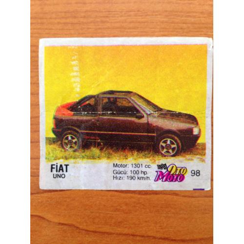 Fiat UNO. Вкладыш от жвачки OTO MOTO 98
