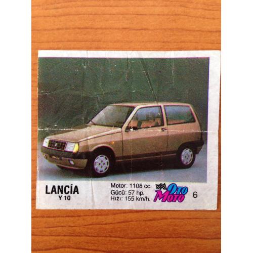 Lancia Y 10. Вкладыш от жвачки OTO MOTO 6