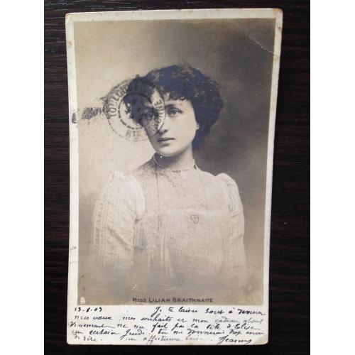 Старинная открытка. Мисс Лилиан Брейтуэйт британская актриса театра и кино. 1909 г.