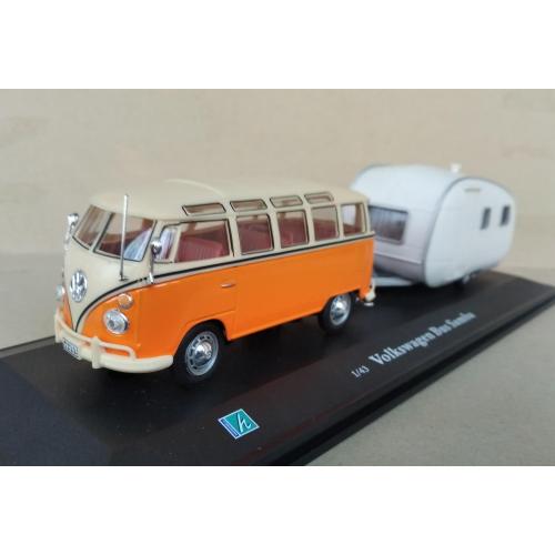 VW Volkswagen Bus Samba з великим причепом-дачею 1:43 Cararama Hongwell