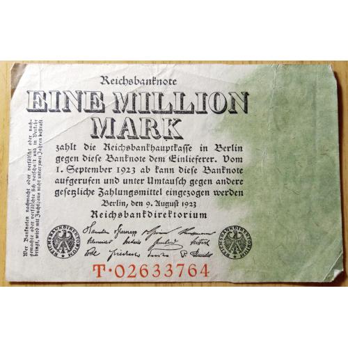 1 мільйон марок 1923 рік  Німеччина.Веймарська республіка