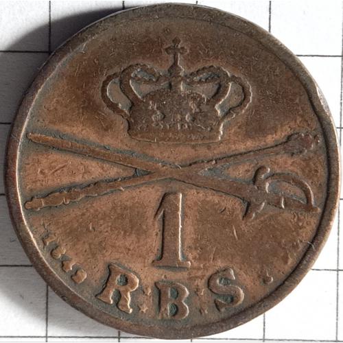 1 скиллинг 1842 рік Королівство Данія