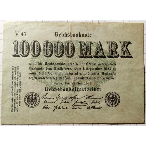 100 000 марок 1923 рік Німеччина.Веймарська республіка