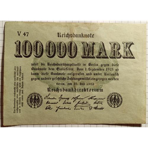 100 000 марок 1923 рік Німеччина.Веймарська республіка