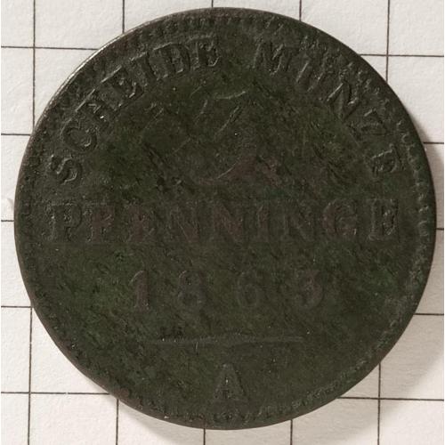 3 пфенніга 1863 рік Королівство Пруссія