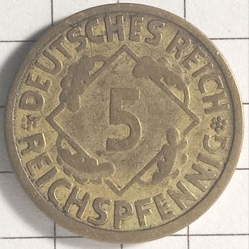 5 рейсх пфенніг 1924 рік Німеччина
