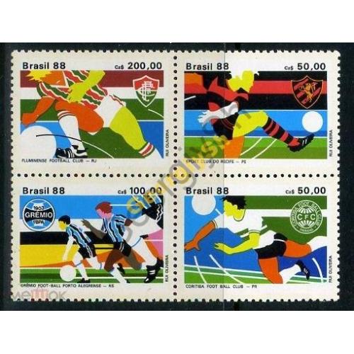 серия марок  Бразилия футбол 1988 MNH  
